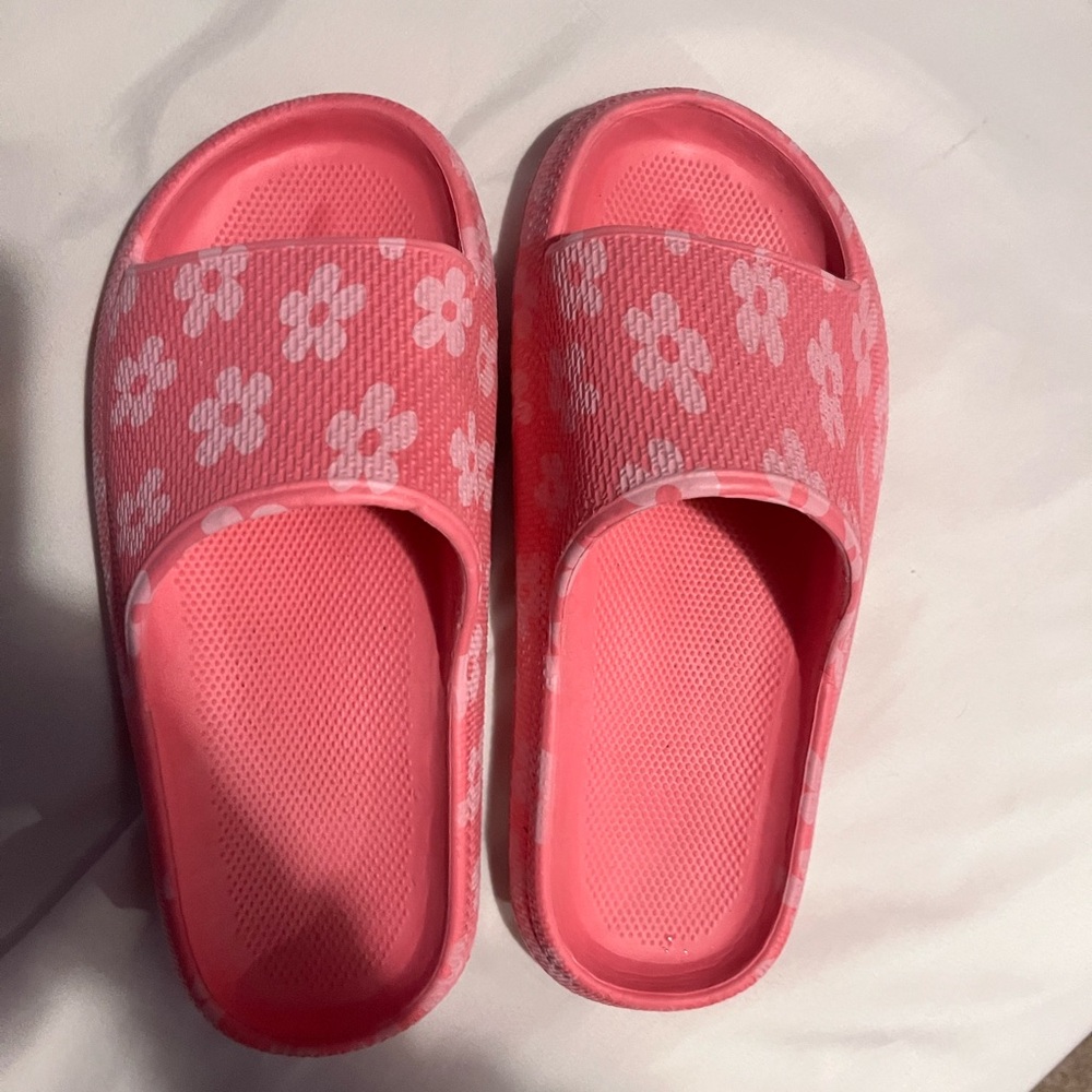 Pink Floral Slide Sandals